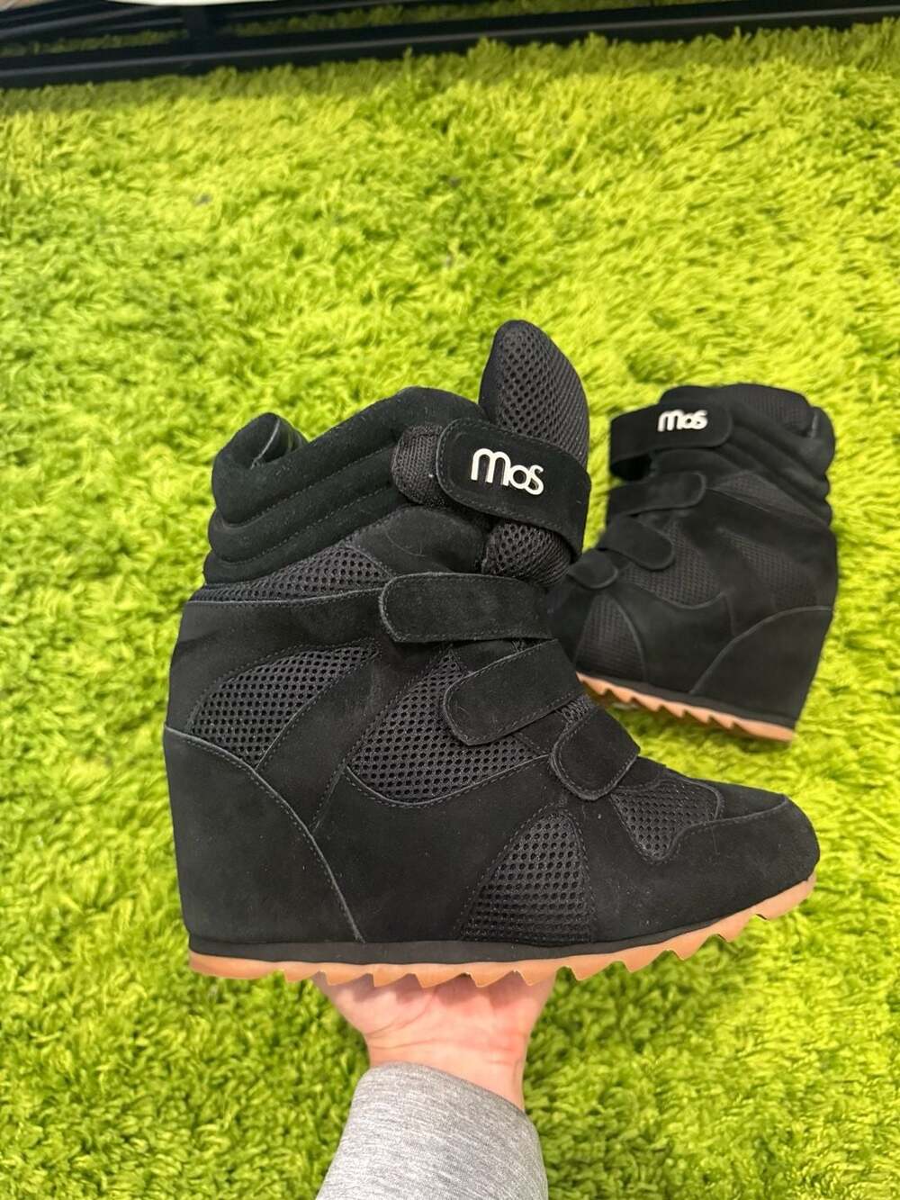 MōS Copenhagen Wedge Sneakers Size US 9.5 Black Suede
